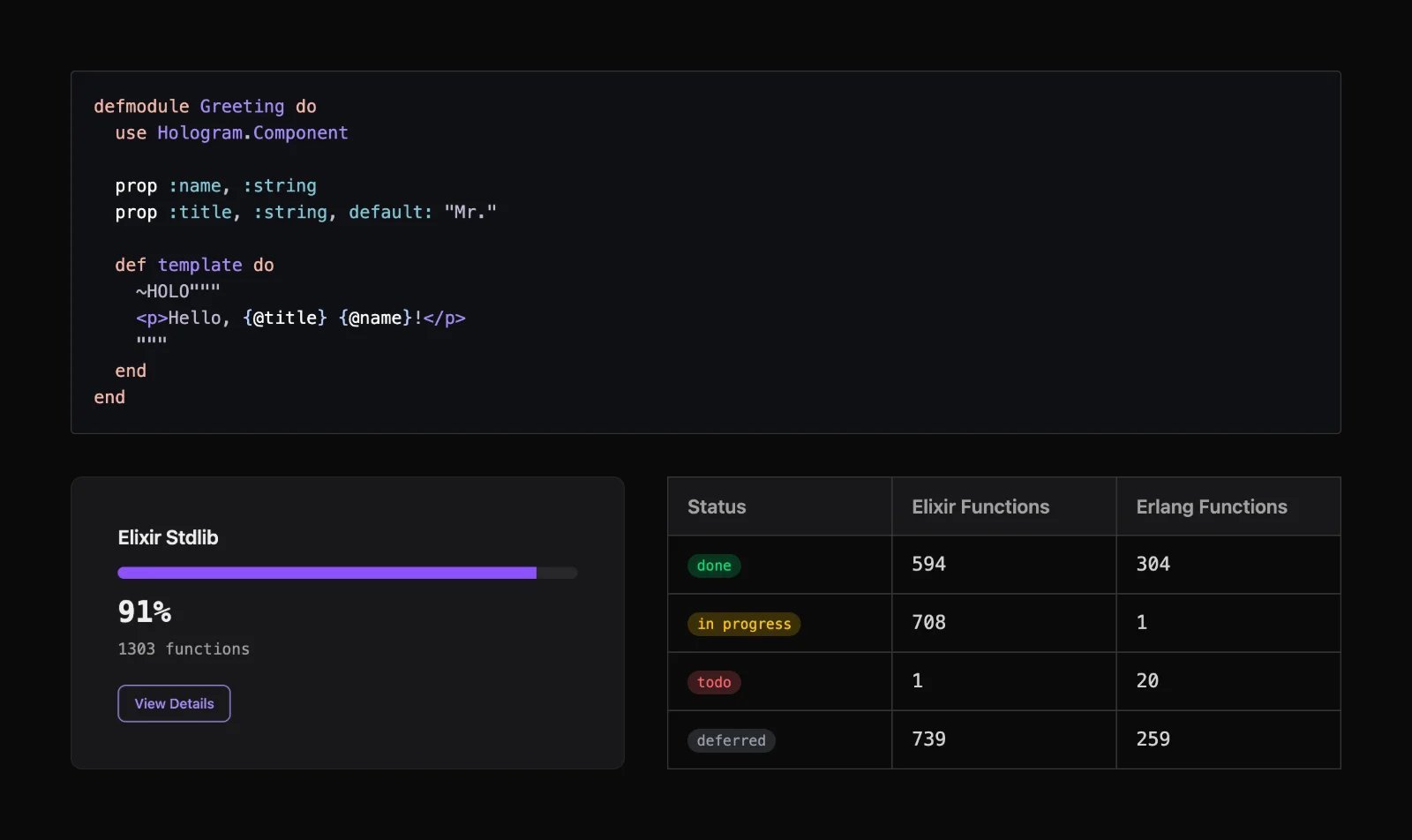 A code block from the docs above a Client Runtime stat card and status table